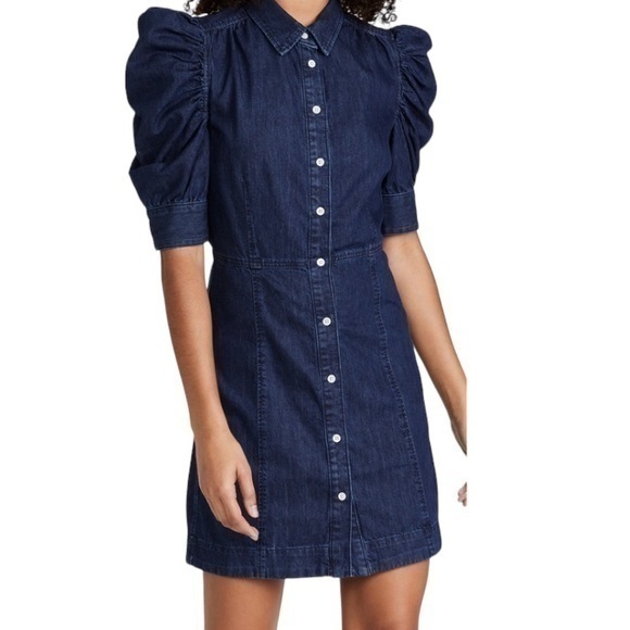 Frame Gillian denim puff dress in grapewood nwt - Picture 1 of 7